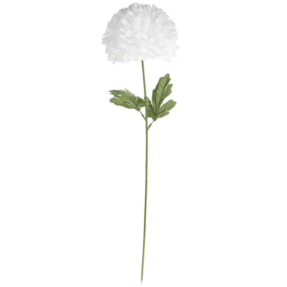 Wilko White Pom Pom Single Stem Artificial Flower Image