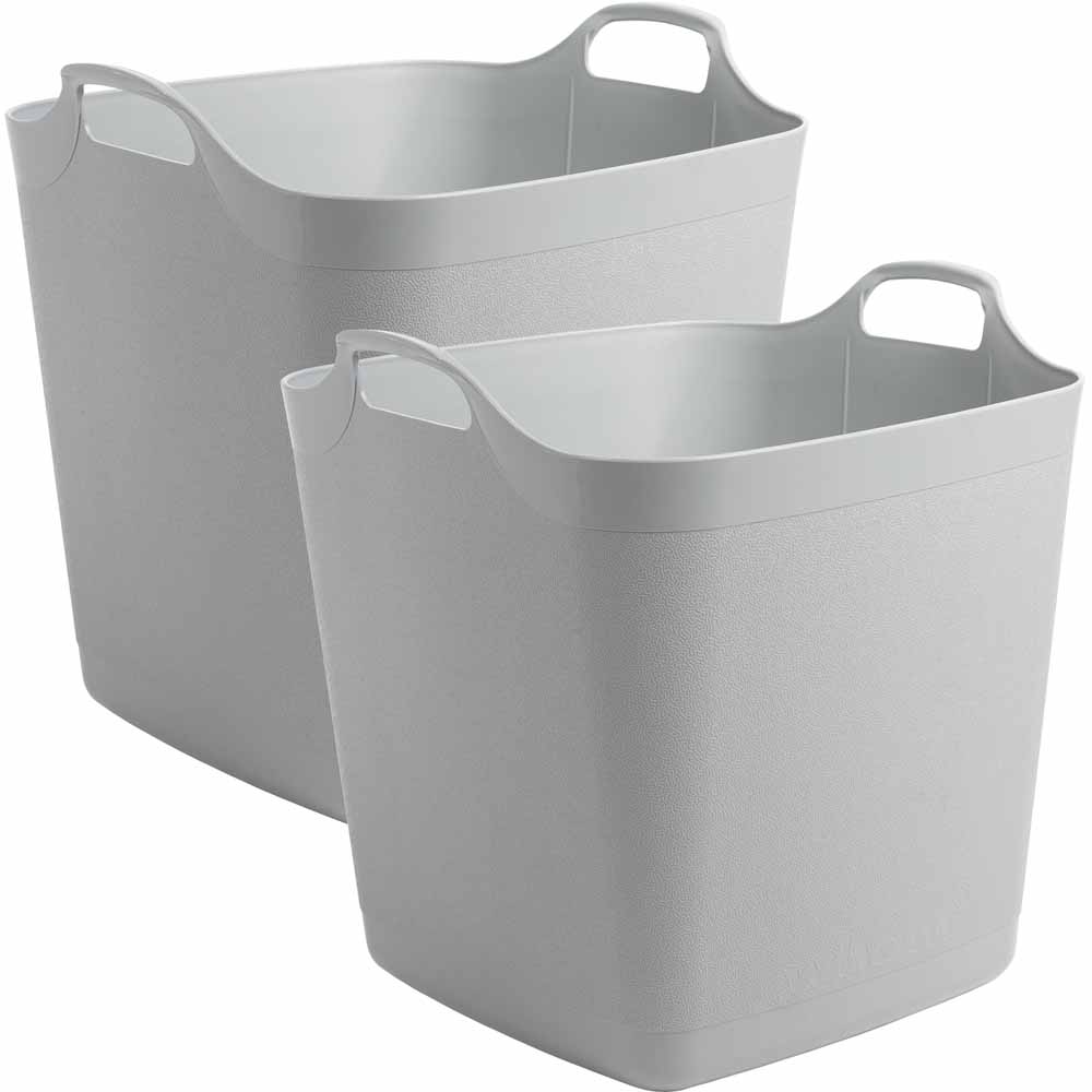 Wham Grey 25L Flexi-Store Square Tub Set of 2 Plastic  - wilko