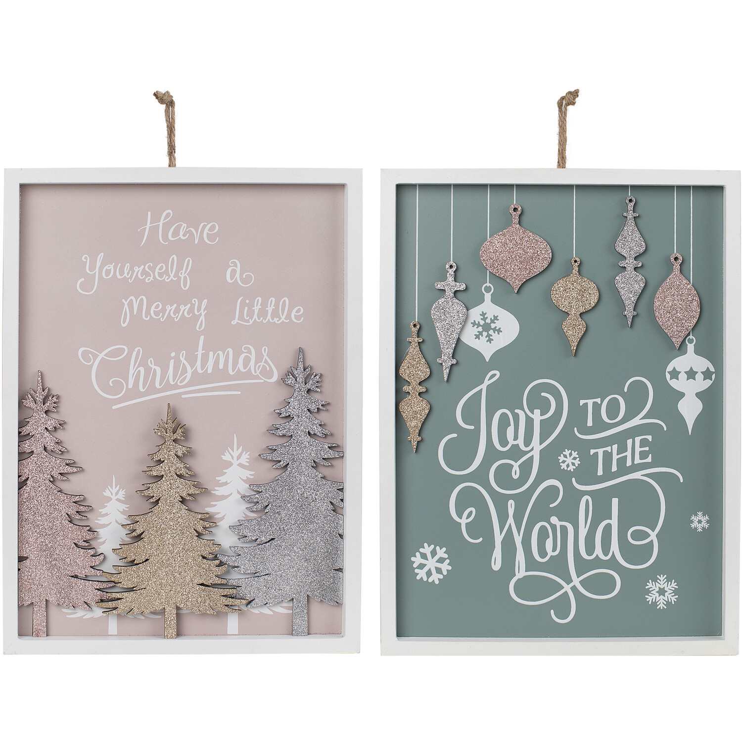 Pastel Christmas Glitter Framed Plaque Image 1