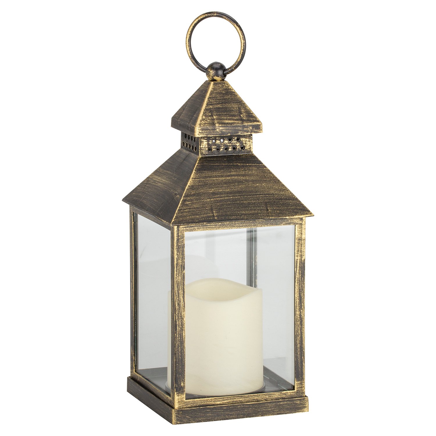 Black Copper or Gold Brush Finish Candle Lantern Image 1