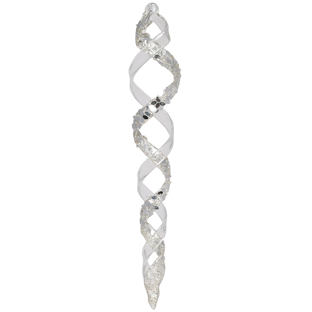 Alpine Lodge Silver Spiral Droplet Ornament Image