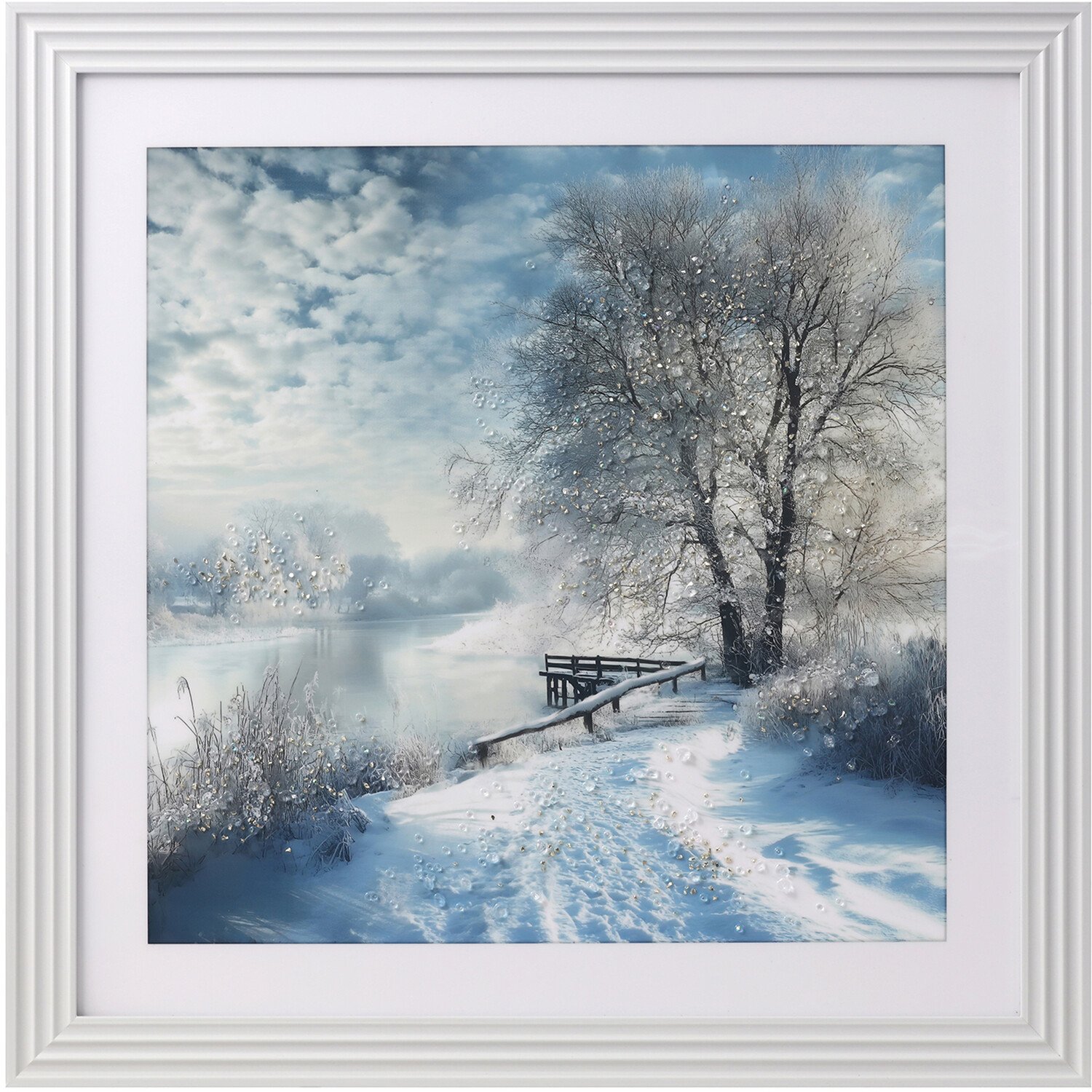 Snowy River Walk Embellished Wall Art Blue Image 1