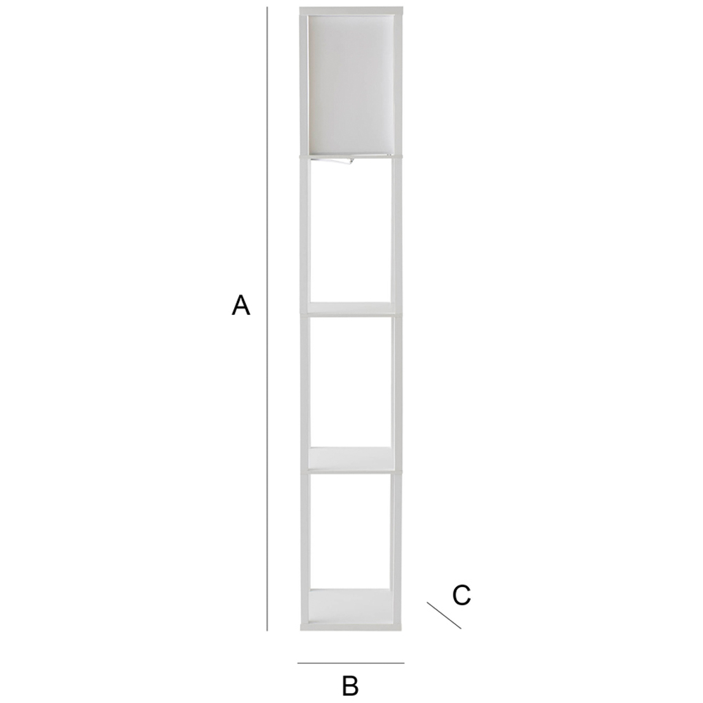 ValueLights Struttura 3 Shelf Fabric Shade White Shelving Unit Floor Lamp Image 8
