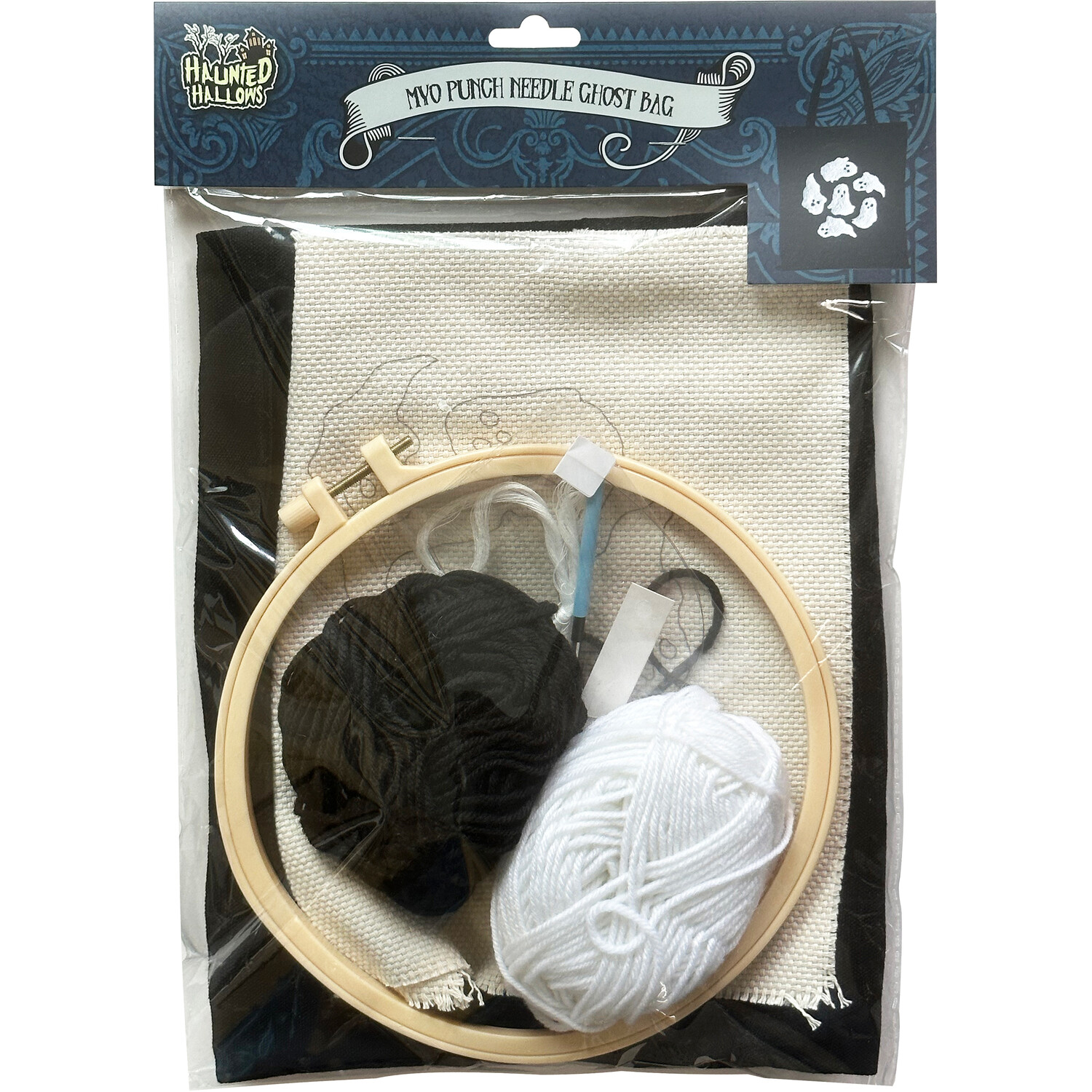 Make Your Own Punch Needle Ghost Bag Black Image 1