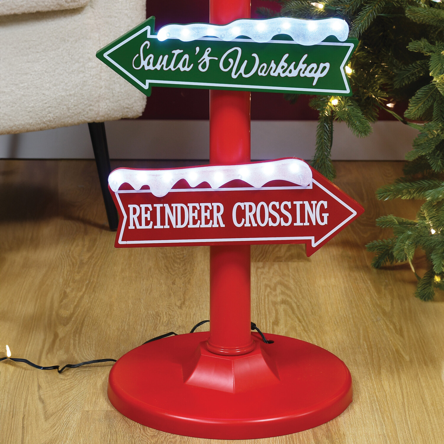 North Pole LED Road Sign - Red Image 6