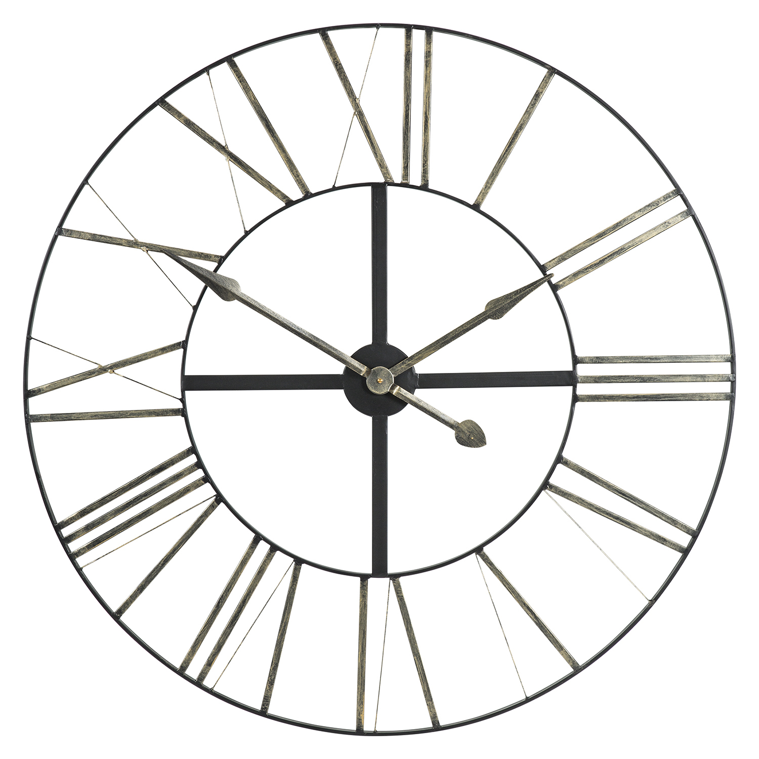 Black Iron Wall Clock with Silver Numerals Image 1