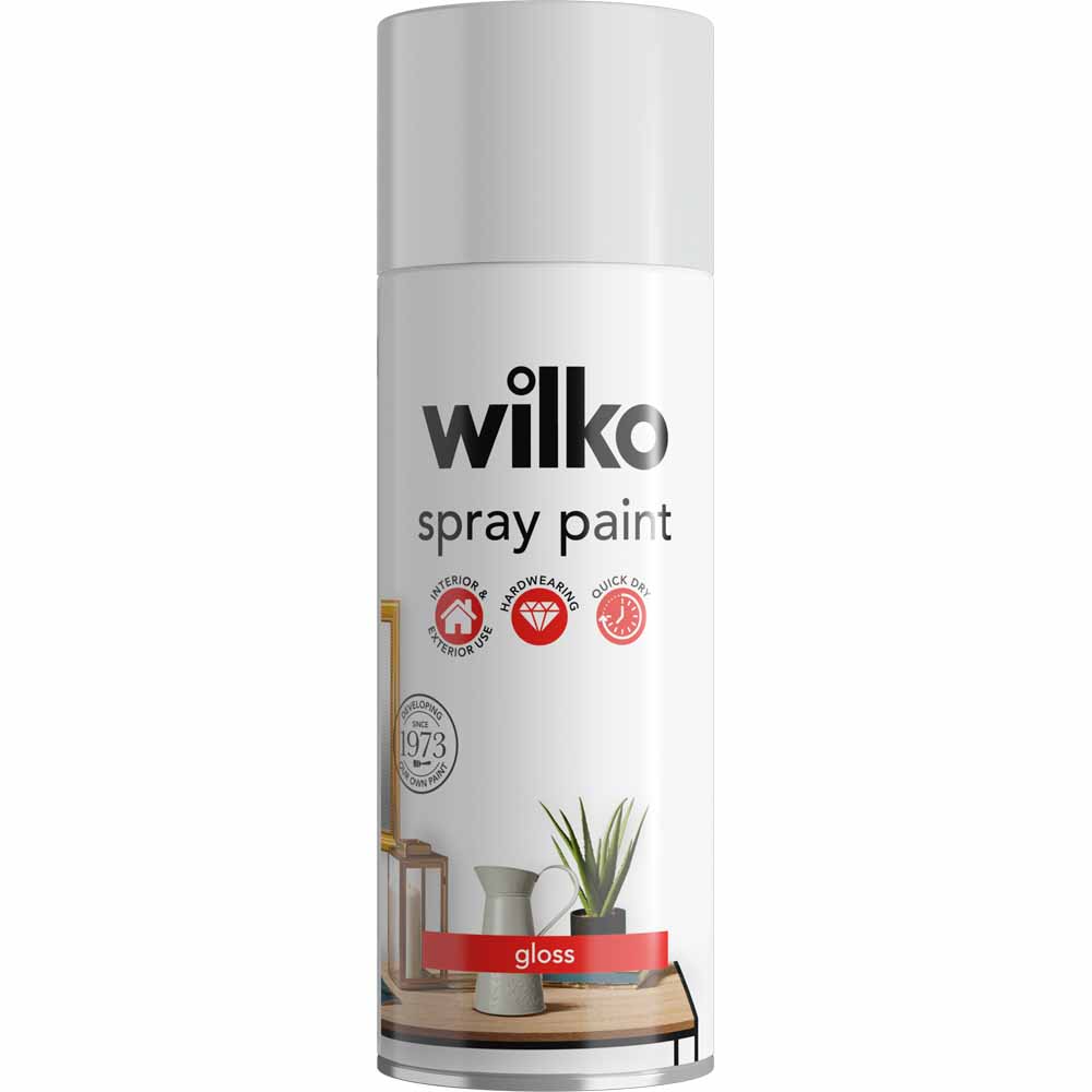 Wilko Gloss Spray Grey Skies 400ml Image 1