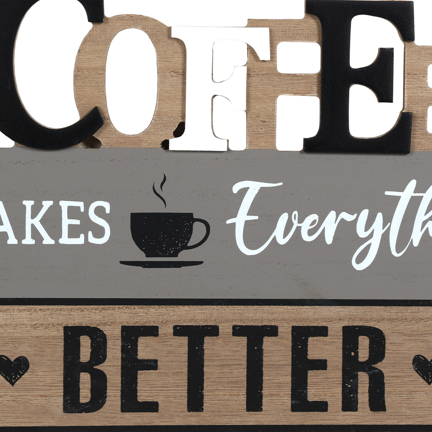 Better With Coffee Hanging Plaque - Natural Image 2