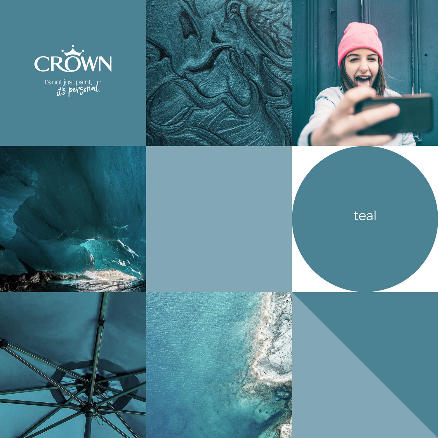 Crown Wall and Ceilings Teal Matt Emulsion 2.5L Image 5