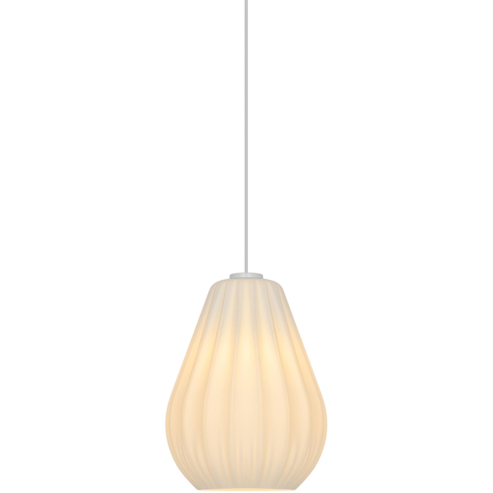 Nordlux Sallino White Pleated Opal Glass Shade Pendant Light Image 3