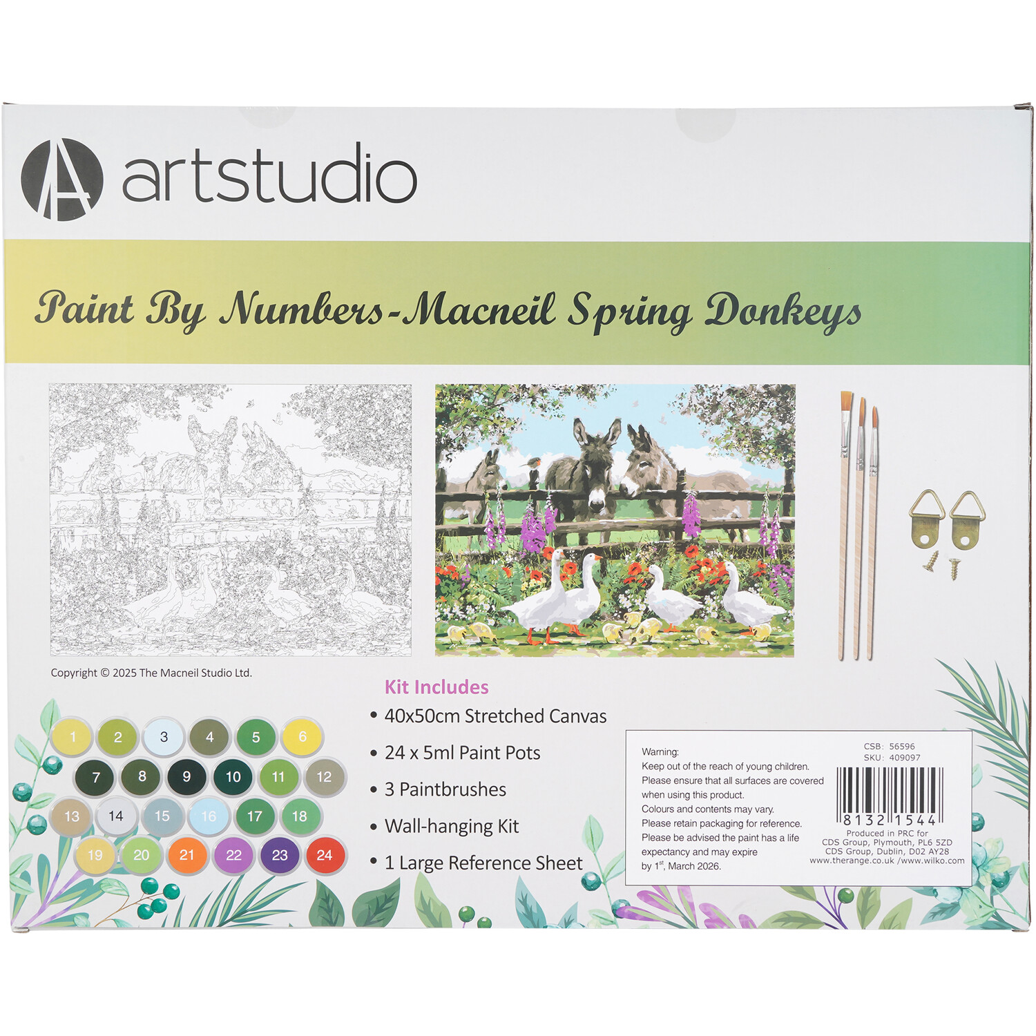 MacNeil Paint by Numbers Spring Donkeys - Multicolour Image 2
