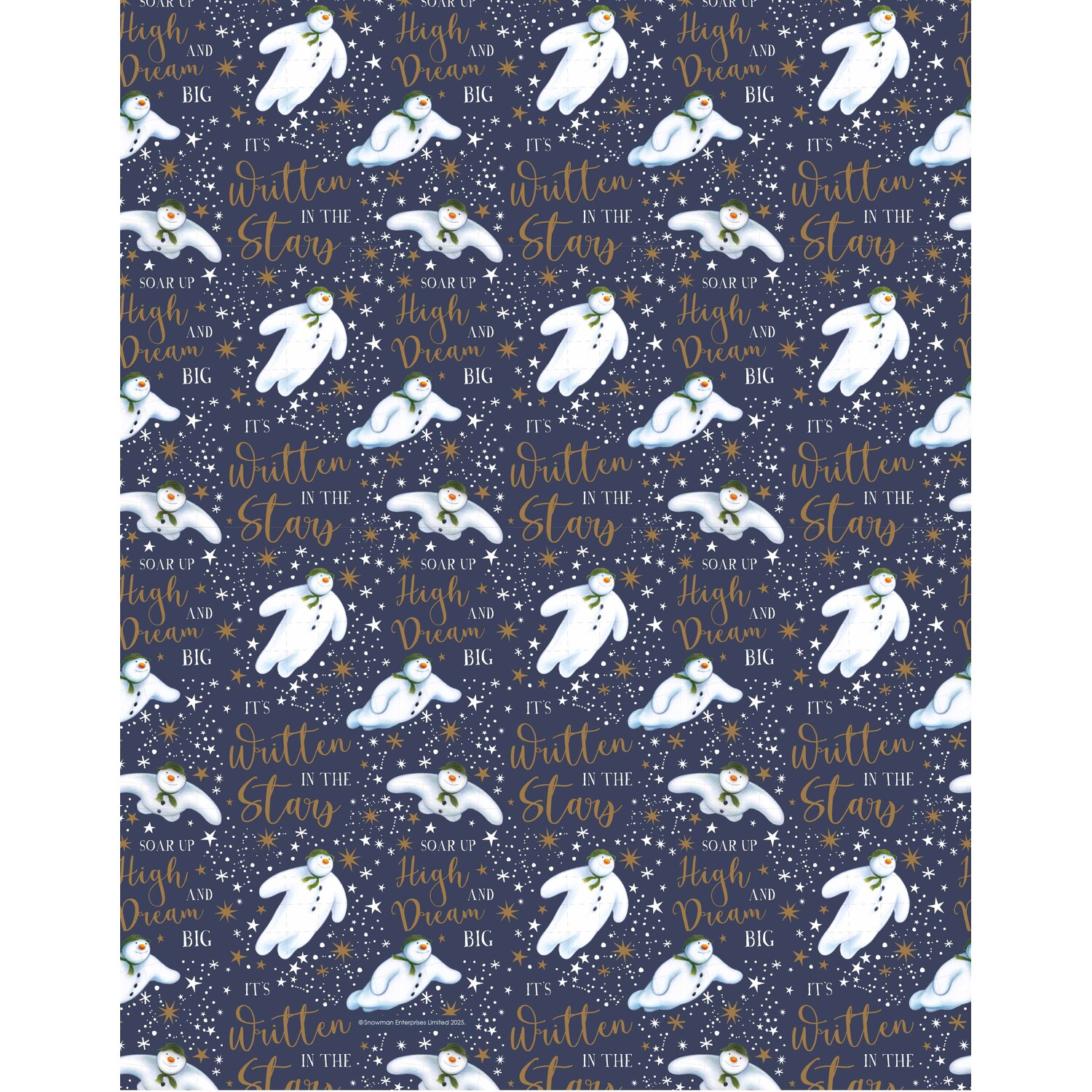 The Snowman Gift Wrap Dark Blue Image
