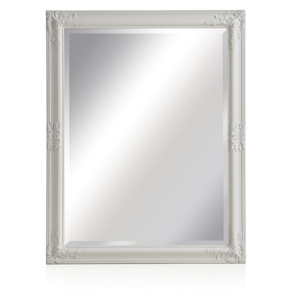 Wilko 96 x 76cm Rococco White Wall Mirror Image 1
