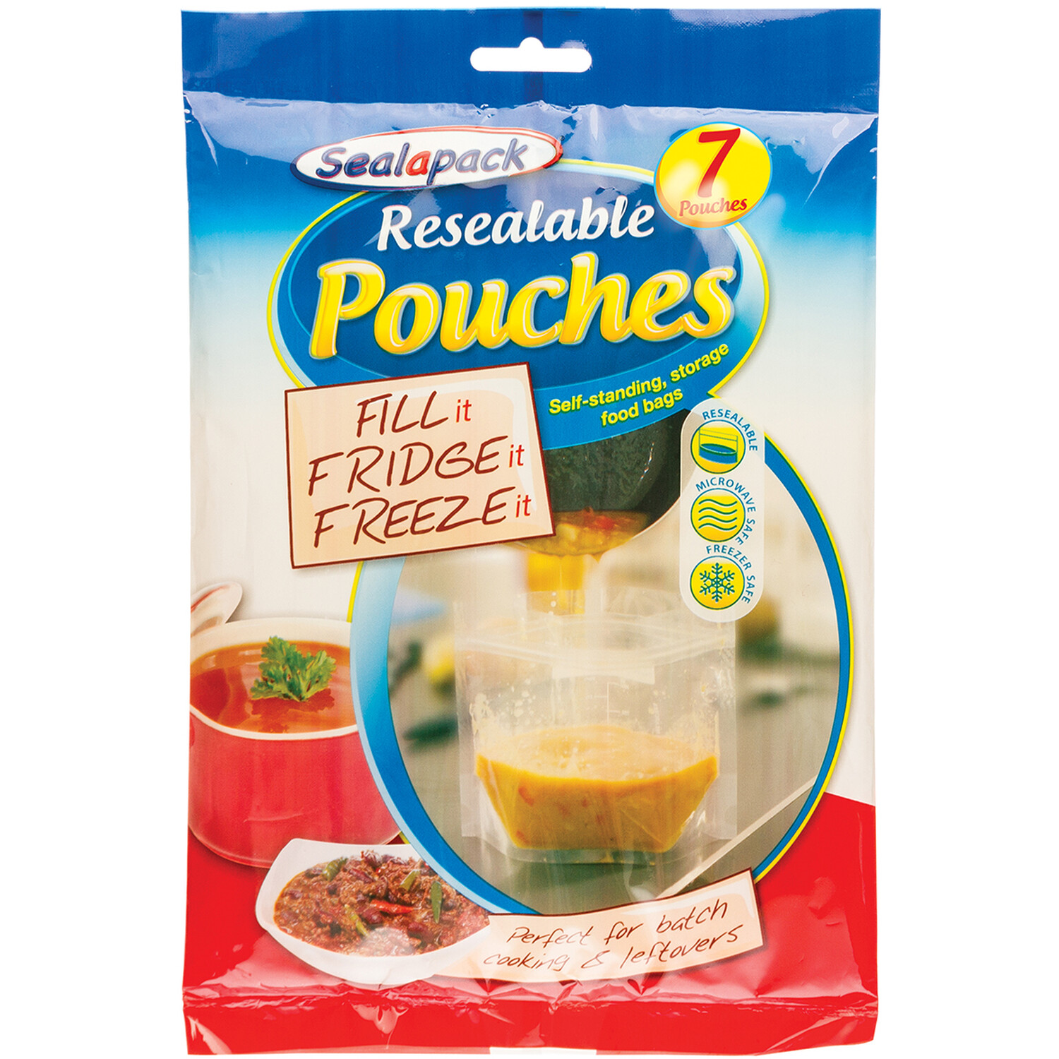 Pack of 7 Resealable Food Pouches - Clear Image