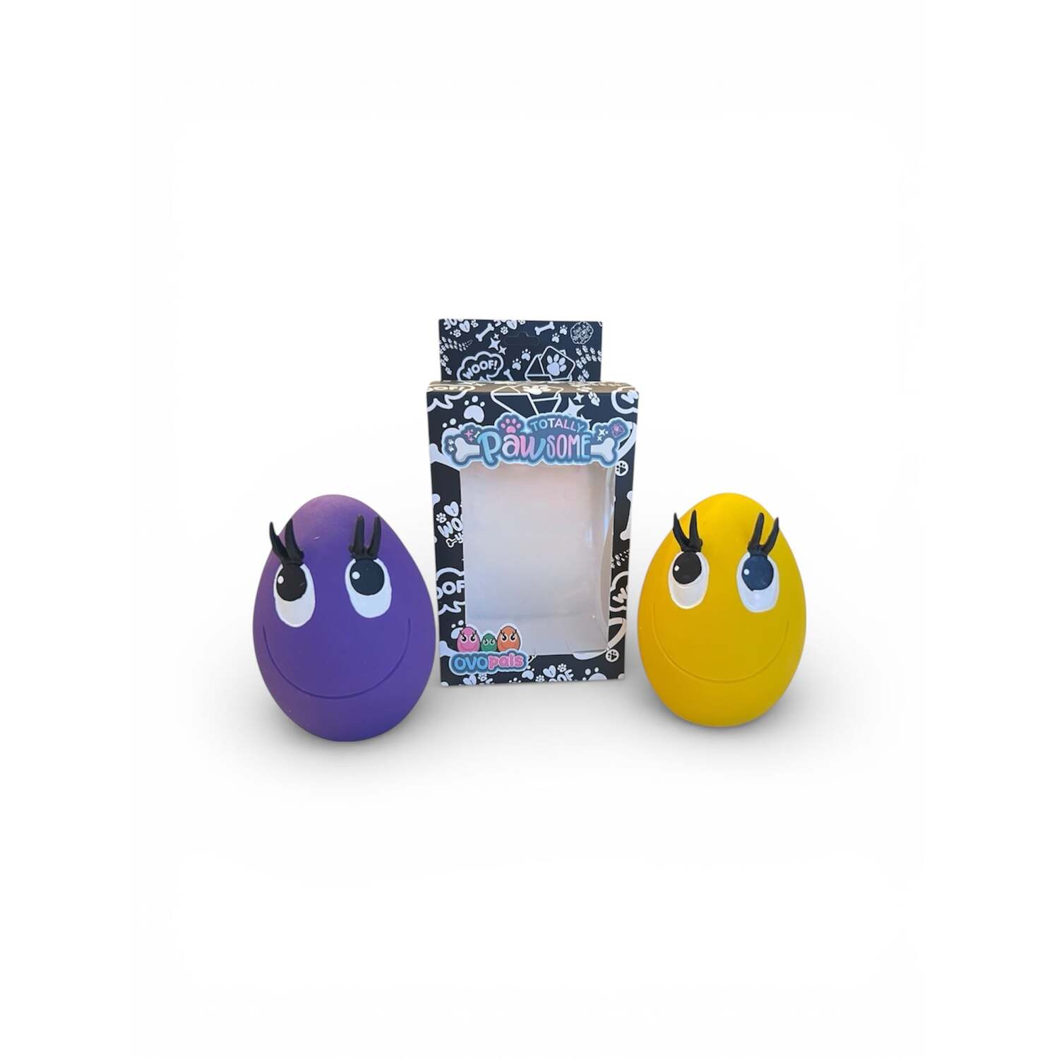Totally Pawsome OVO Large Egg Dog Toy Set, Yellow and Purple, 2 Pack Image 2