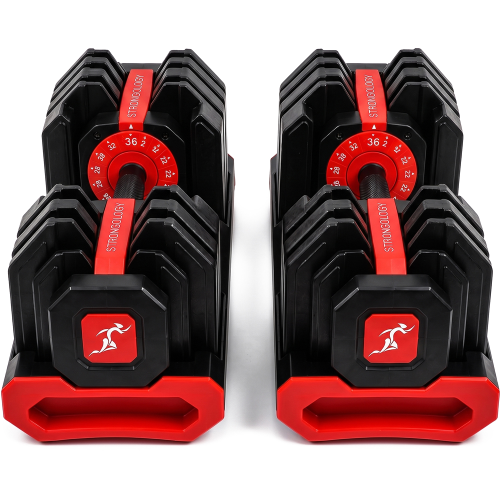 Strongology FLEX36 Red Adjustable Dumbbells 4kg-36kg Image 3