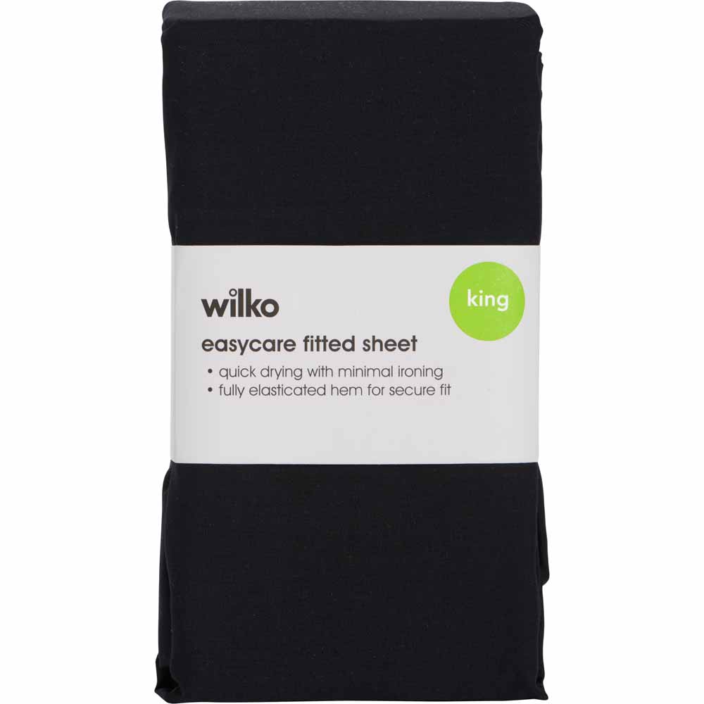 Wilko King Black Fitted Bed Sheet Image 2