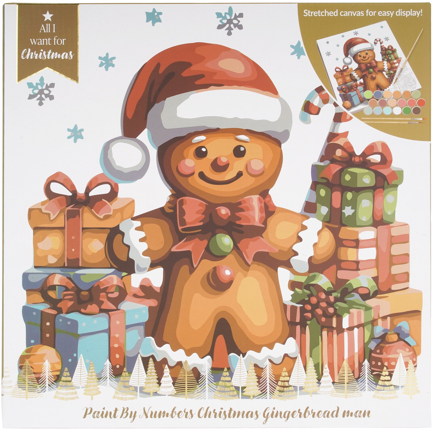Paint By Numbers Christmas Gingerbread Man Canvas KitBrown Image 1