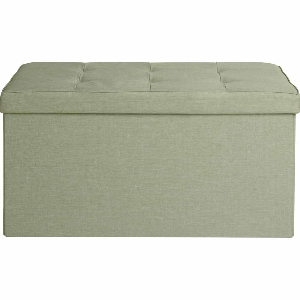 Wilko Faux Linen Ottoman Sage Wilko