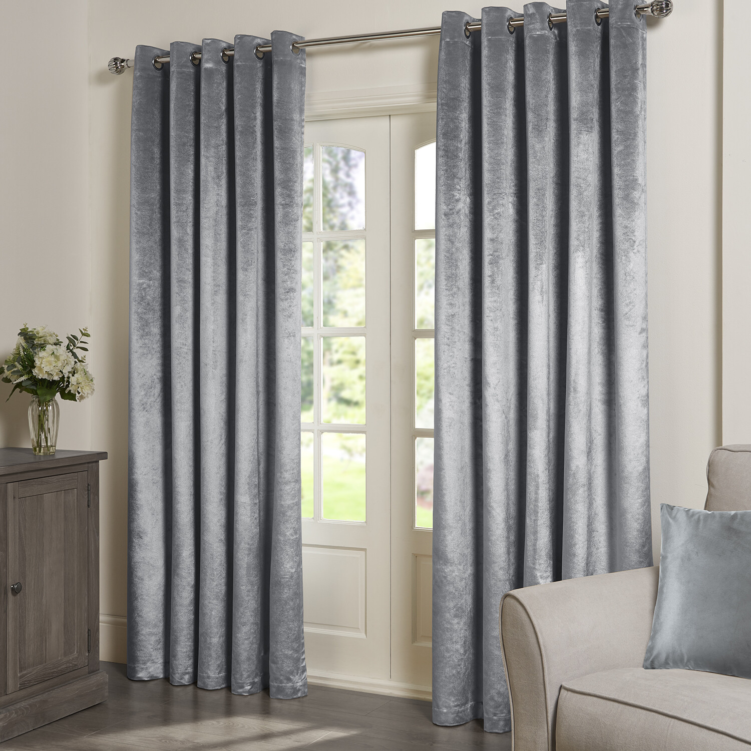 Belvedere Blackout Curtains - Charcoal / 137cm / 168cm Image 1