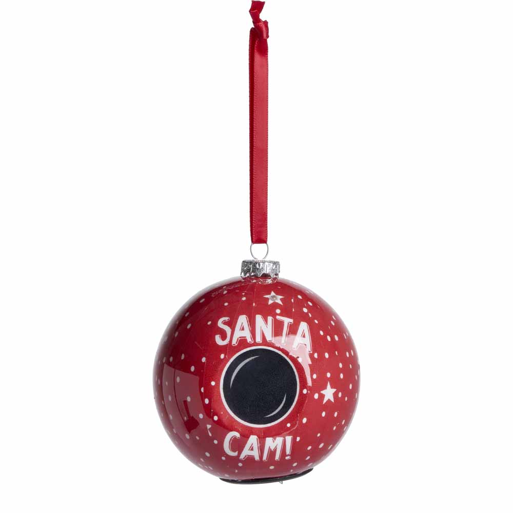 Wilko Traditional Red Santa Cam Christmas Bauble Image 1