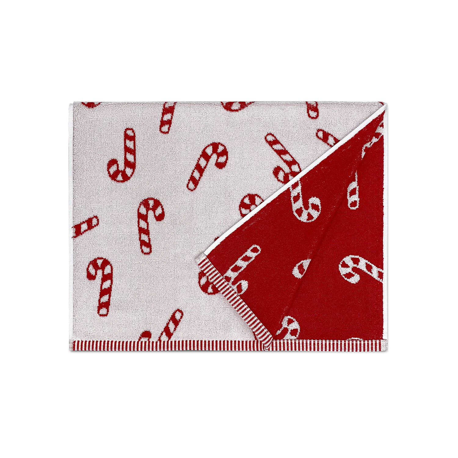 Candy Cane Hand Towel - Red and White Image 2