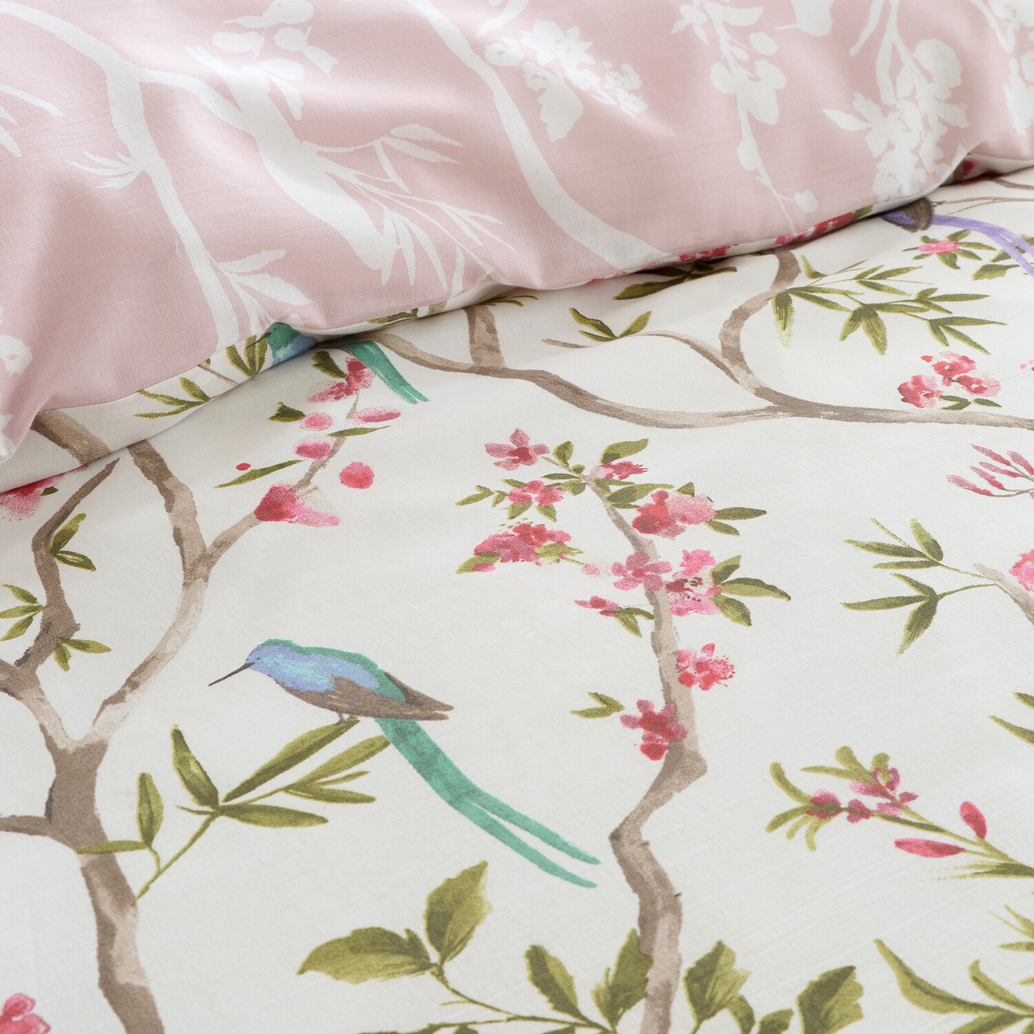Cherry Blossom Birds Duvet Set Pink Double Image 5