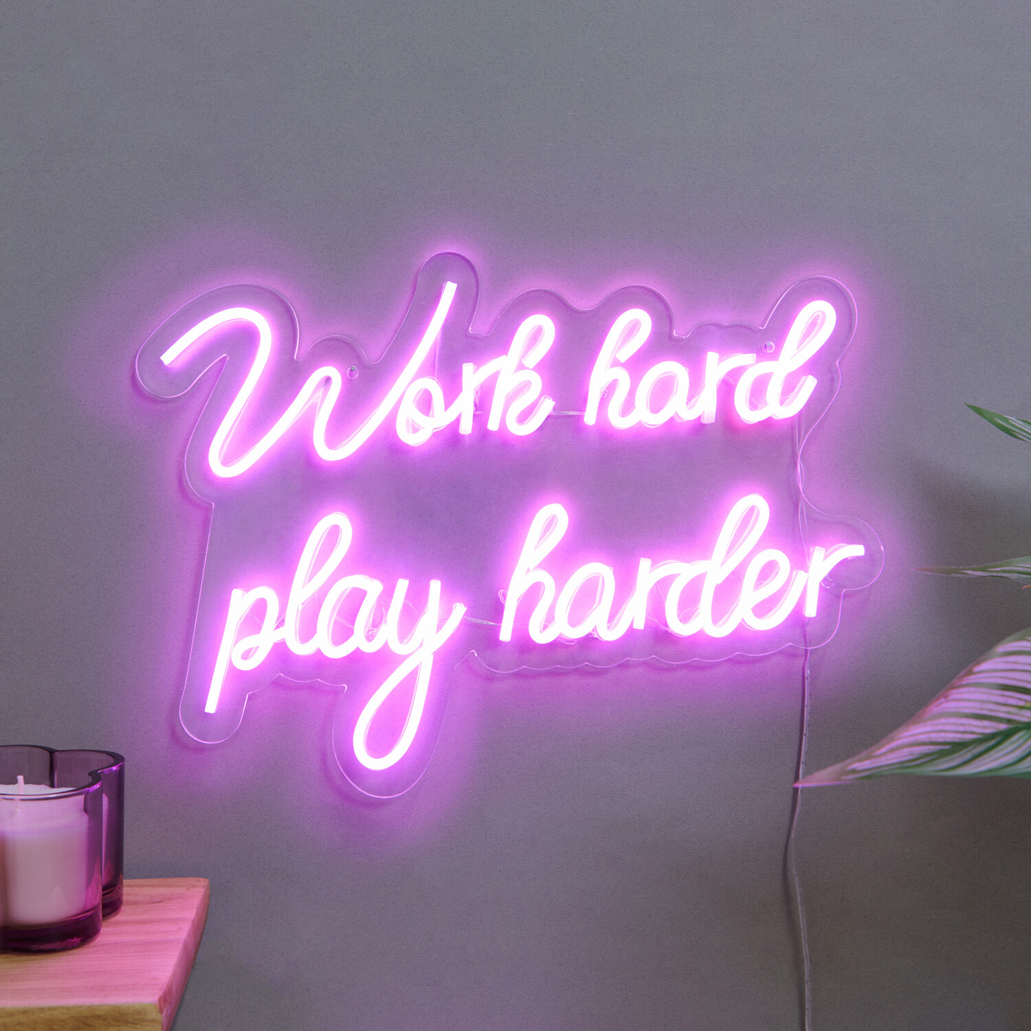 Work Hard Play Harder Neon Sign - White Image 1