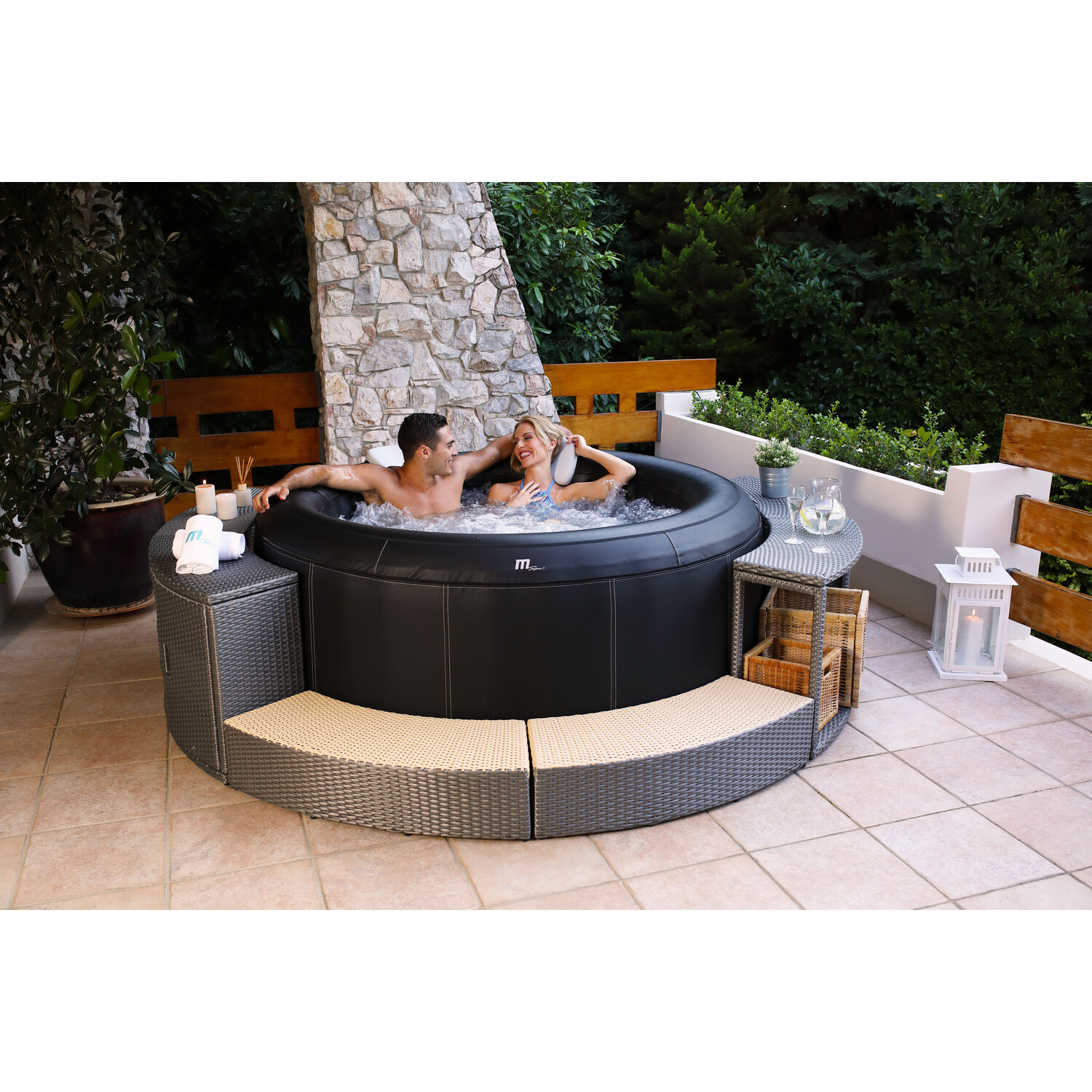 Mspa Camaro 4 Person Black Round Inflatable Hot Tub Image 9