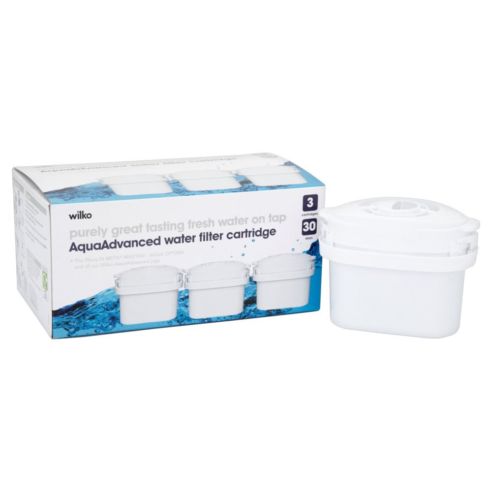 Wilko 3 pack Aqua Advanced 30 Days Water Filter Ca rtridges Image