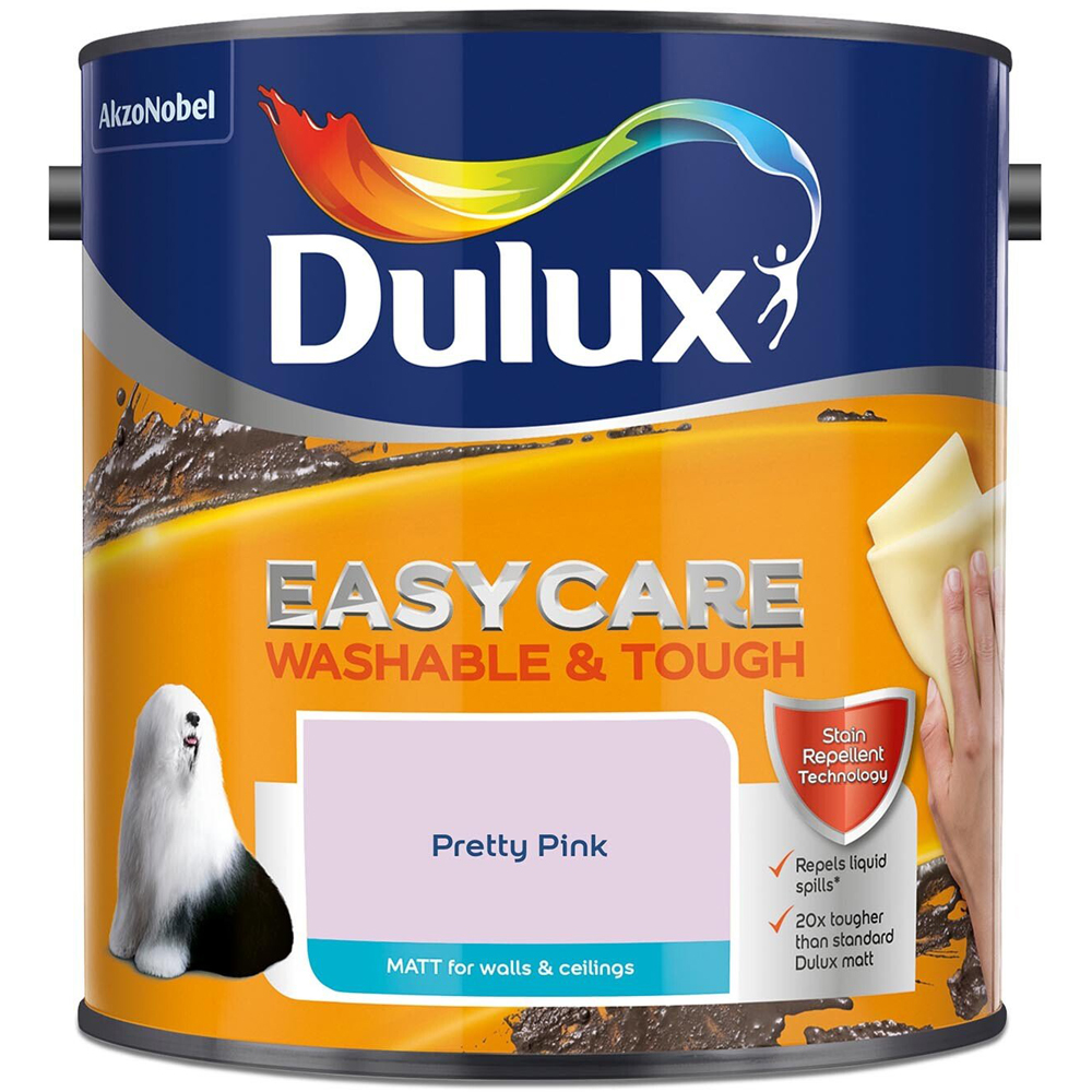 Dulux Easy Care Walls and Ceilings Pretty Pink Matt Emulsion Paint 2.5L Image 2