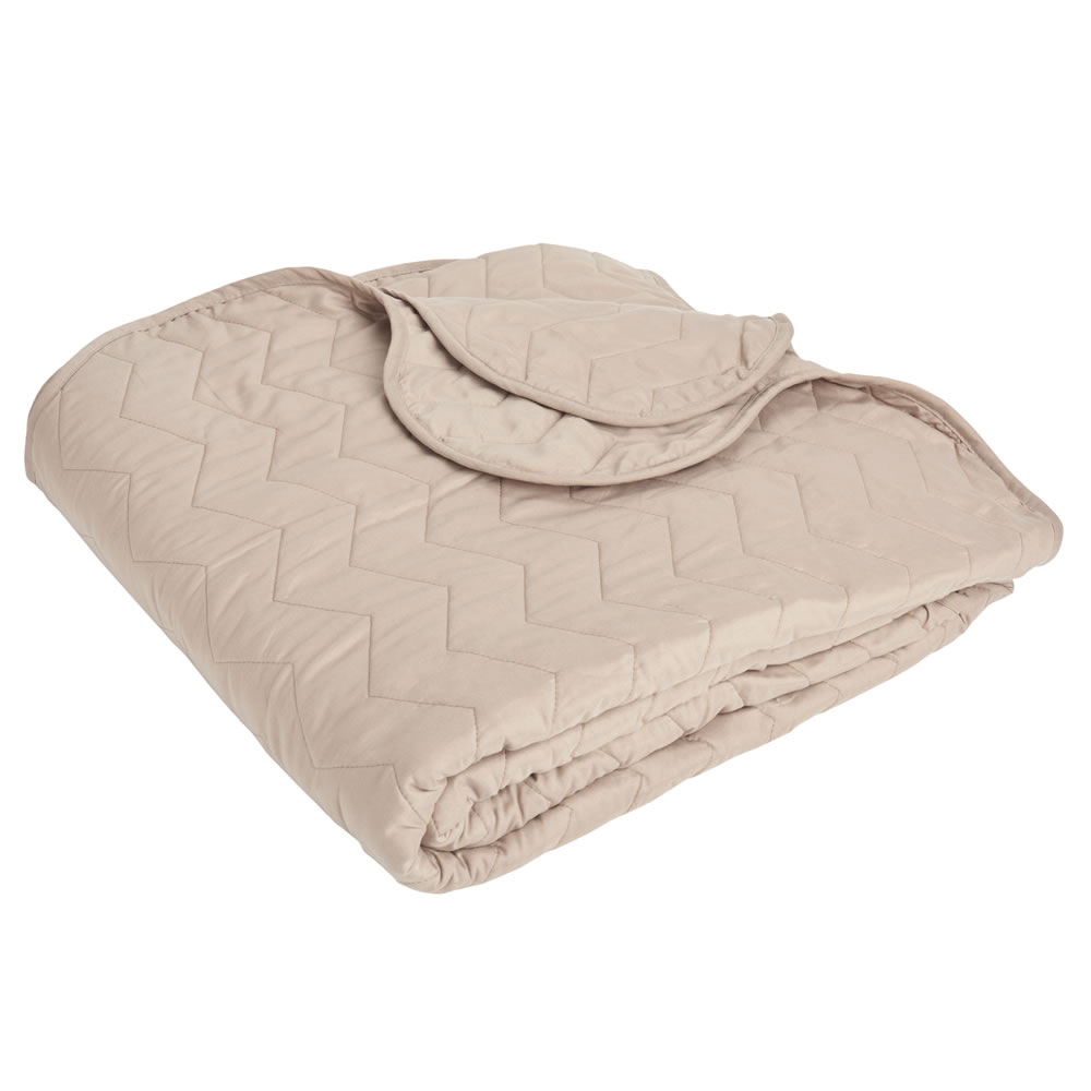 Wilko Matt Taupe Quilted Throw 200 x 200cm Wilko
