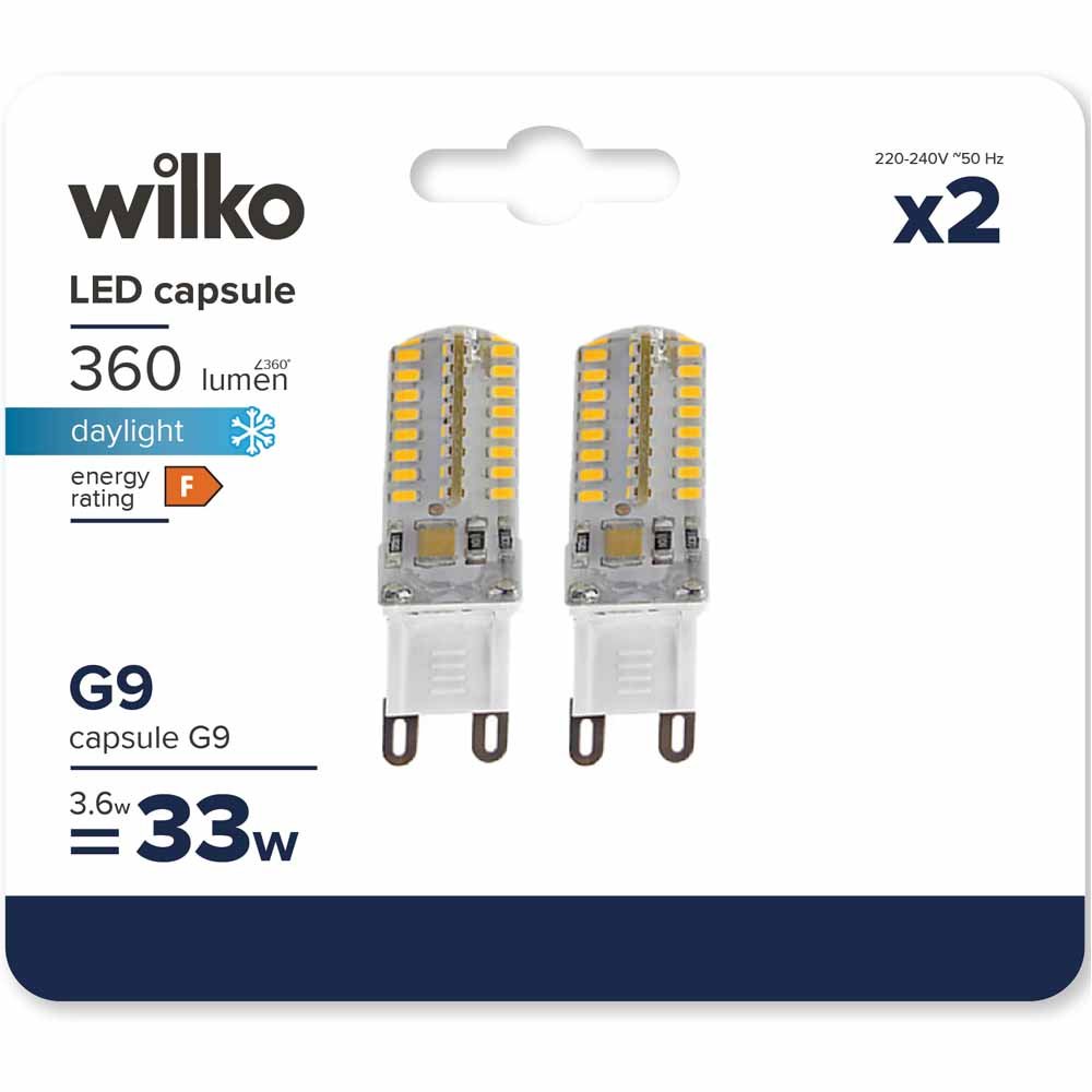 Wilko 2 pack G9 360L LED Daylight Bulb Image 1