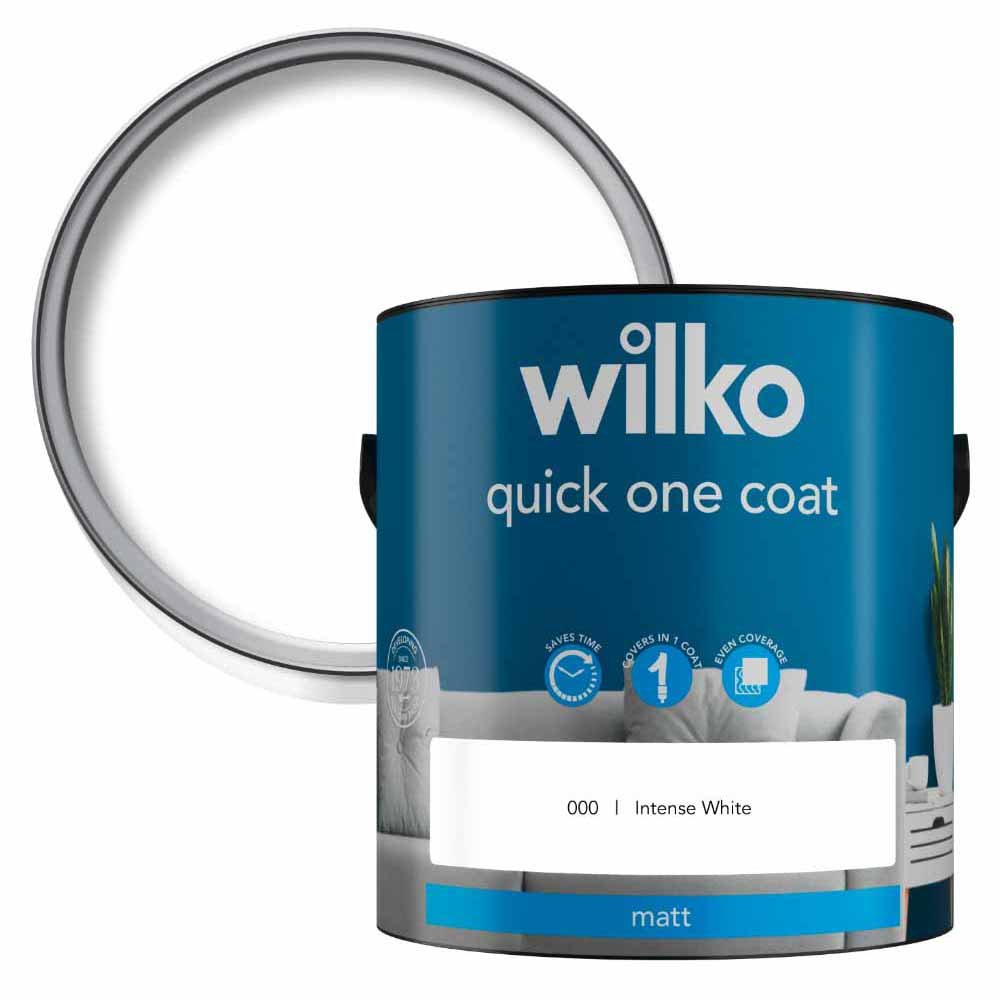 Wilko Quick One Coat Pure Brilliant White Matt Emulsion Paint 2.5L Image 1