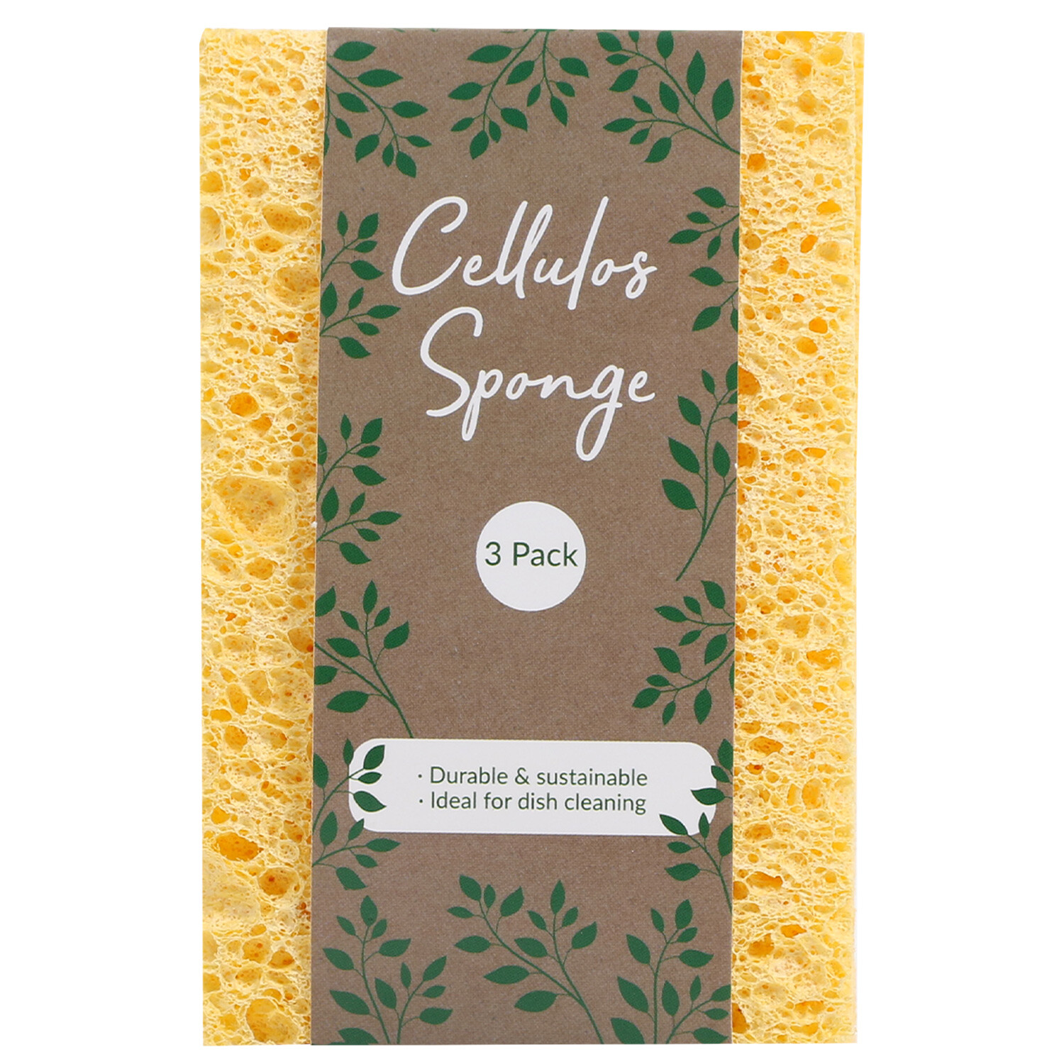 Pack of 3 Cellulose Sponges - Yellow Image 1