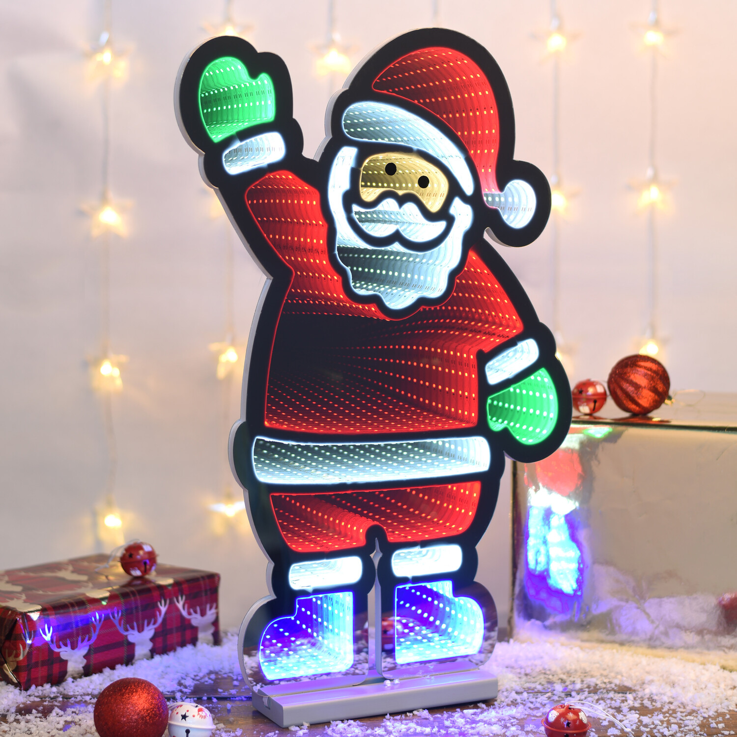 Infinity 3D Effect Christmas Decorations Santa Light Image