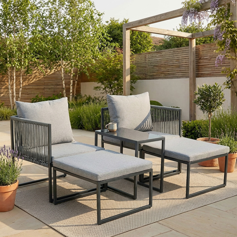 5 Piece Layla Metal Sofa Set - Grey Image 1