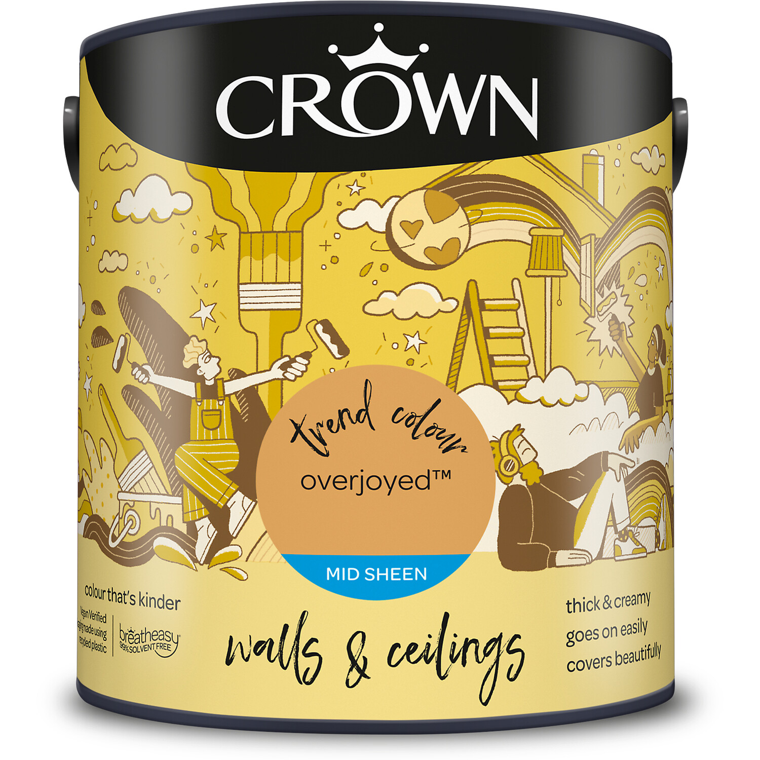 Crown Walls & Ceilings Overjoyed Mid Sheen Emulsion Paint 2.5L Image 2