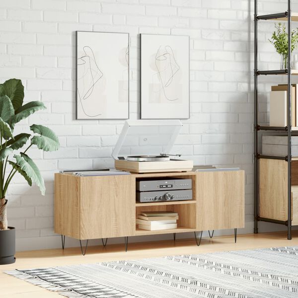 vidaXL 2 Shelf Sonoma Oak Record Cabinet Image 8