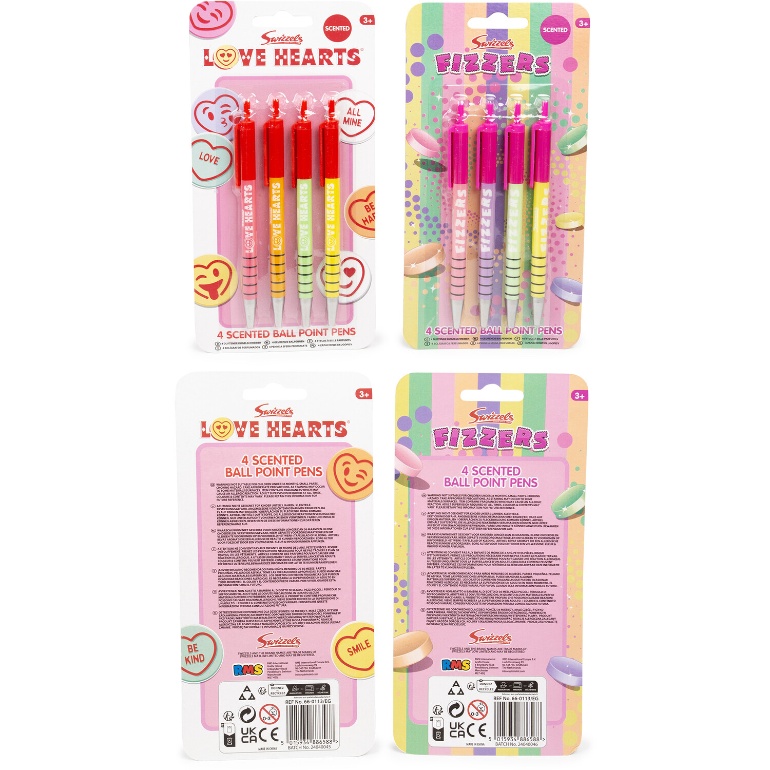 Pack of 4 Swizzels Ball Point Pens - Multicolour Image