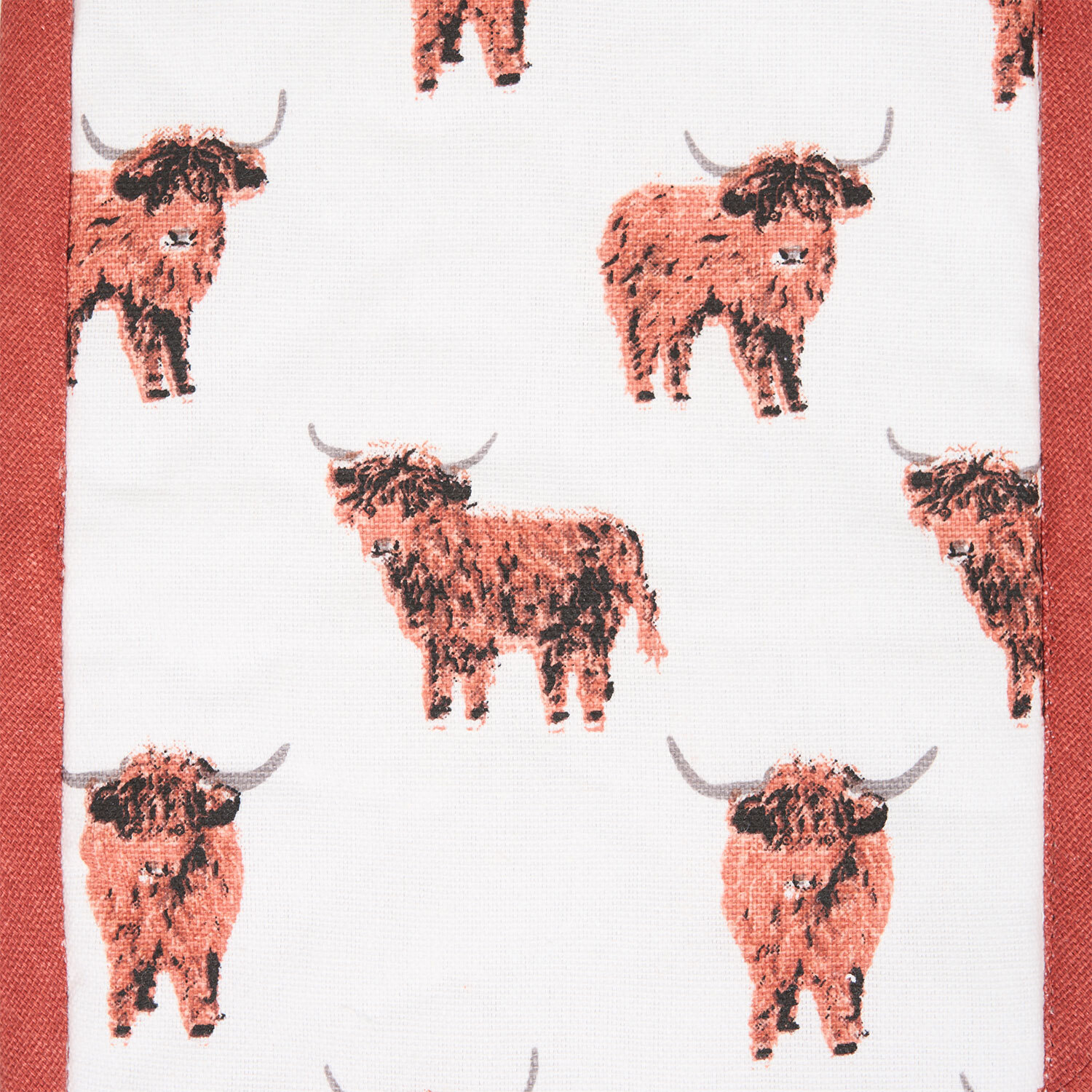 Highland Cow Design Double Oven Glove Red Image 5