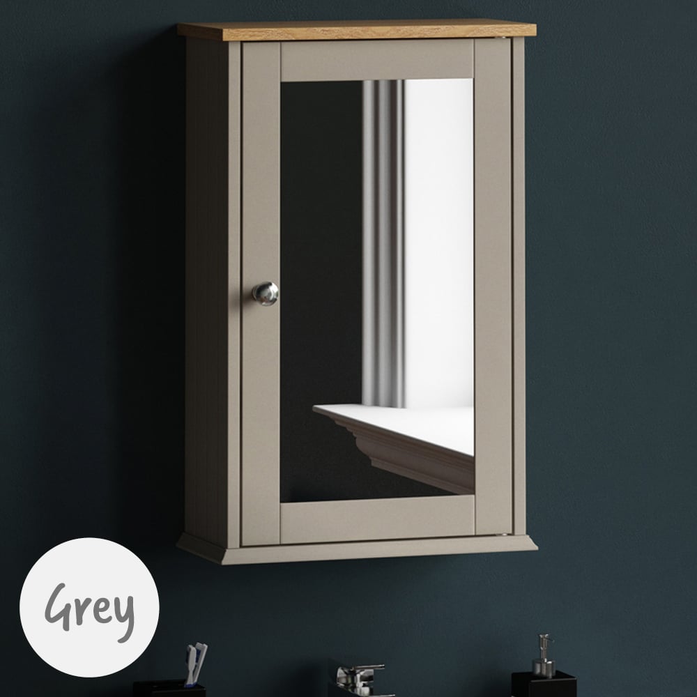Bath Vida Priano Grey Single Door Mirror Bathroom Cabinet Image 5
