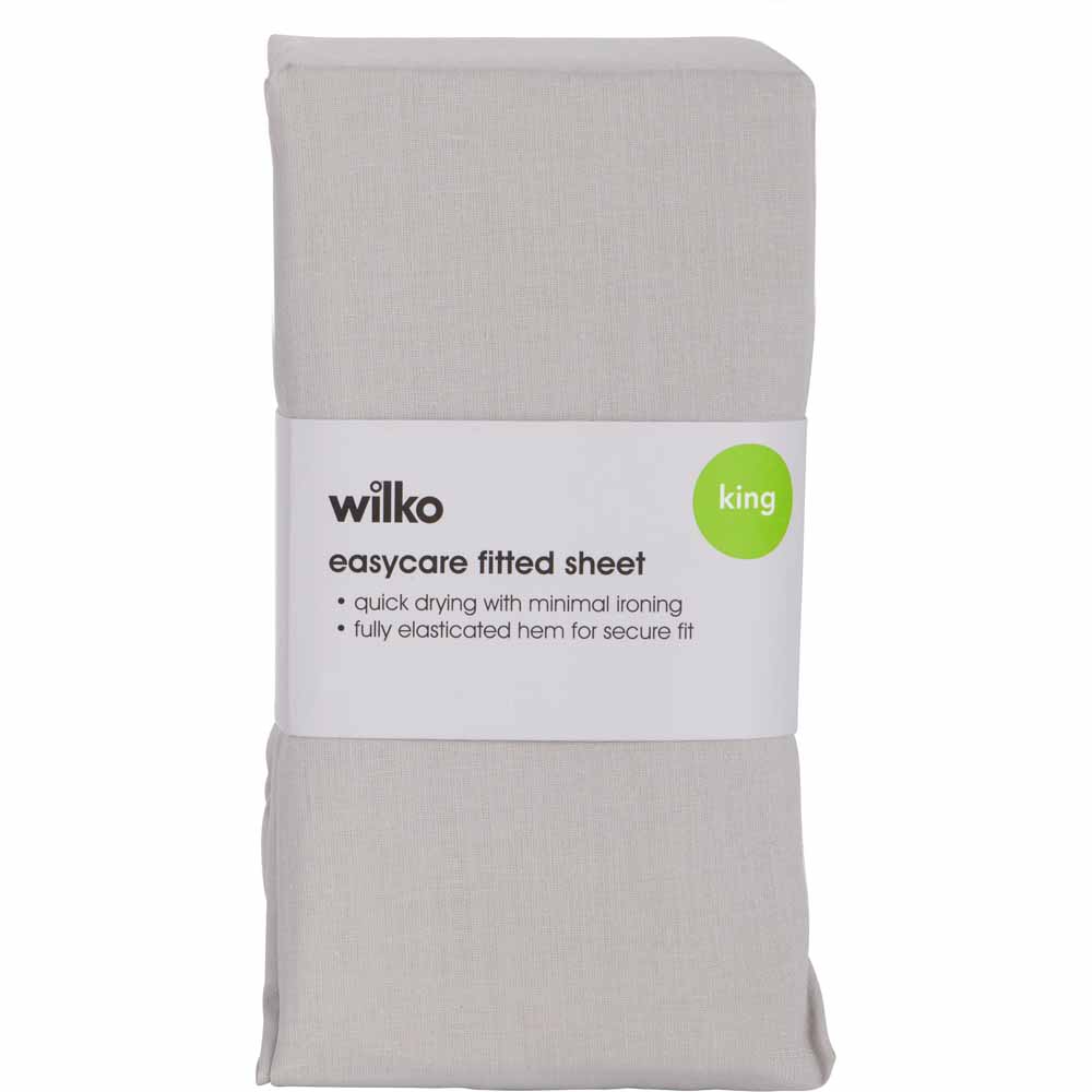 Wilko Easy Care King Silver Fitted Bed Sheet Image 2