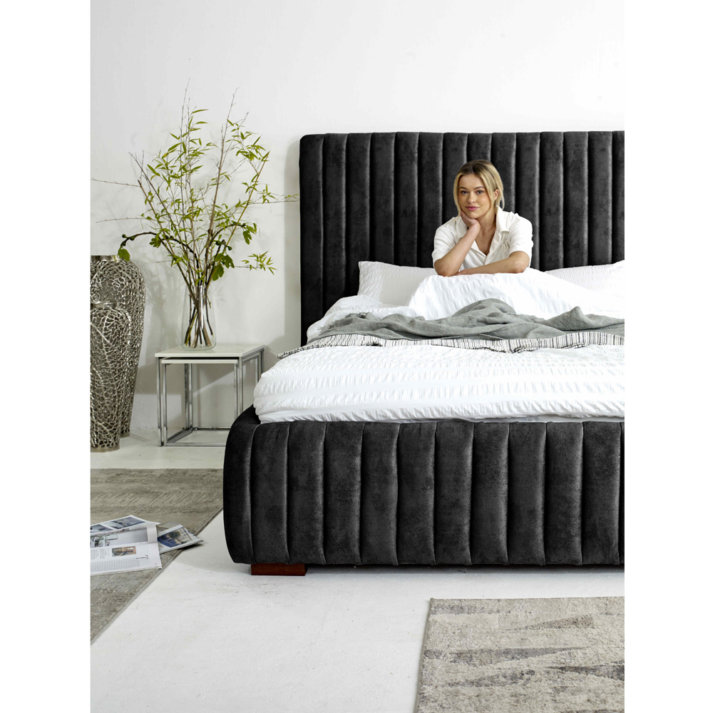 Eleganza The Elite Small Double Granite Oakland Fabric Bed Frame with Headboard and Footboard Image 3