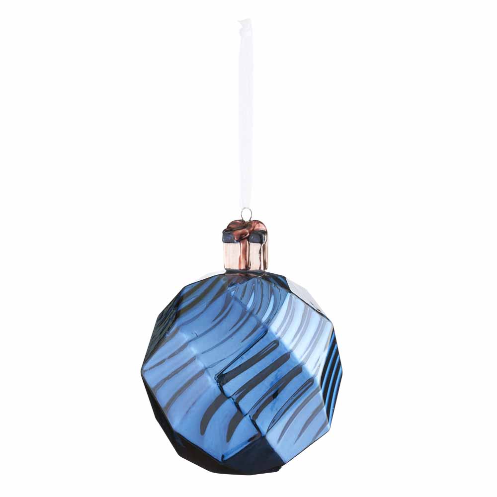 Wilko Cocktail Kisses Shiny Blue Christmas Bauble Image 1