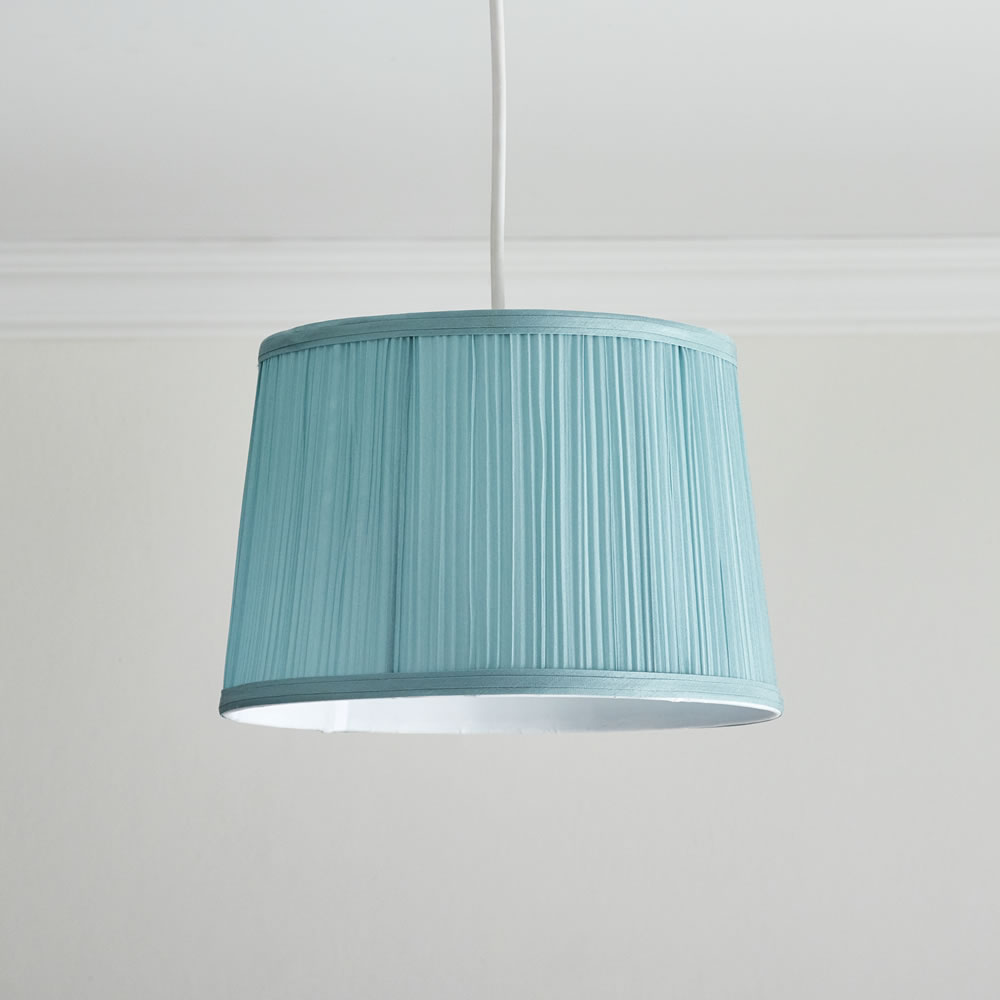 Wilko Pleated Duck Egg Light Shade Image 1