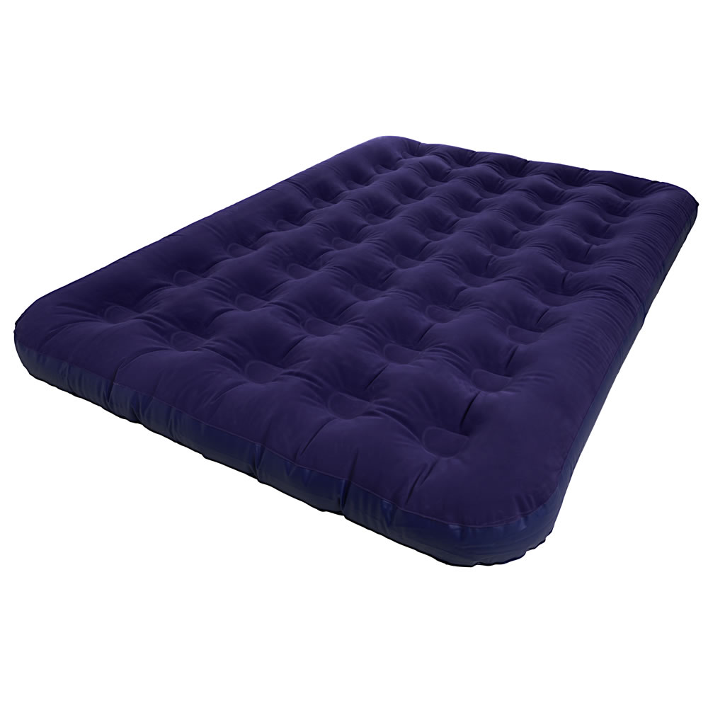 Wilko Double Flocked Airbed Blue Image 1