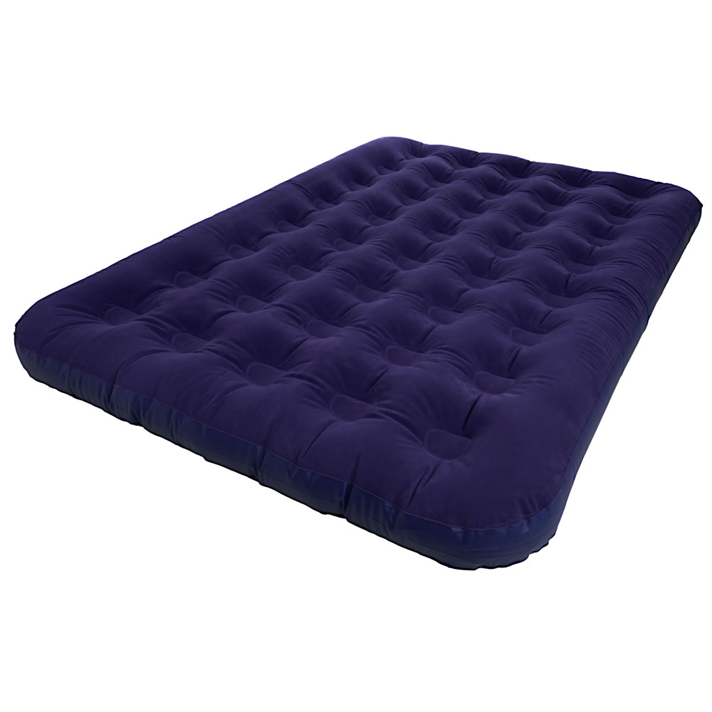 Wilko Double Flocked Airbed Blue Wilko