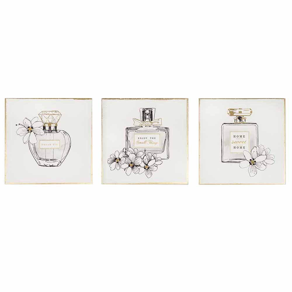 Art For The Home Pretty Perfume Bottles Set of 3 30 X 30 CM EACH Image 1