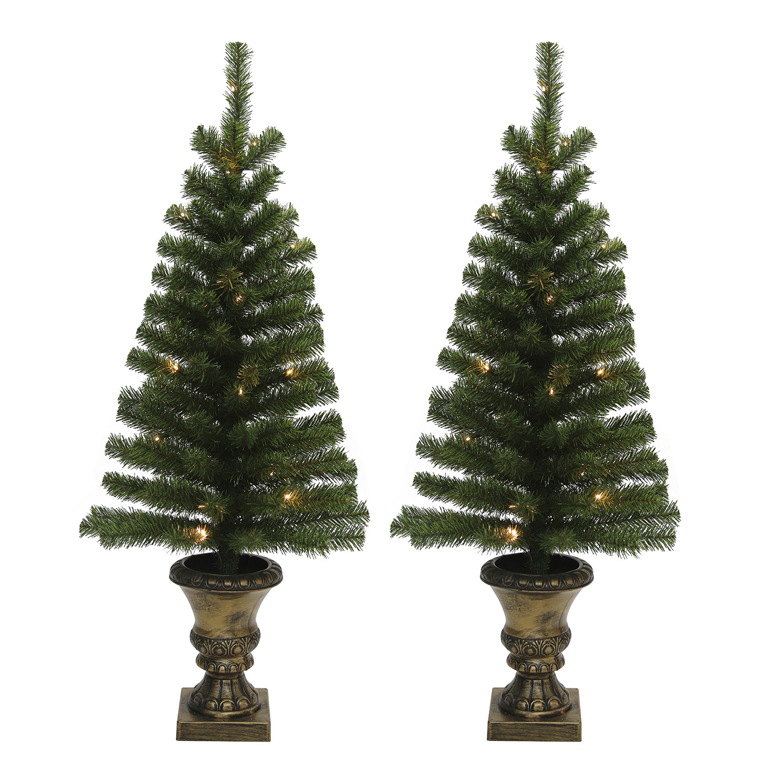 Set of 2 Pre Lit 4ft Potted Trees Image 2